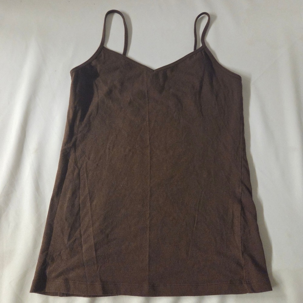 Vintage Forever 21 Brown Camisole Y2K Spaghetti Strap V-Neck Tank Top Medium